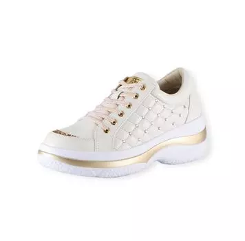 Lightweight Thick Sole Quilted FJ107 cm 3E [Fit Joy] Sneakers, Sneakers, Women s WHT/GOLD 22.5