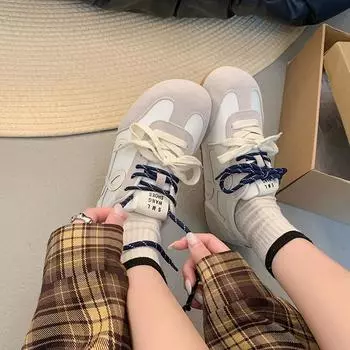 Lightweight trendy retro versatile flat-bottomed German training shoes women s 2025 new spring and autumn lightweight sports shoes casual board shoes 35 бежевый