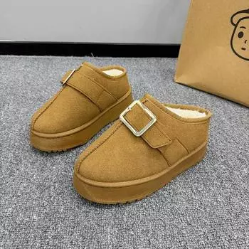 Lightweight velvet cotton shoes 2024 popular versatile winter warm increase foreign trade thick soles outside wear snow boots women 36 чёрный