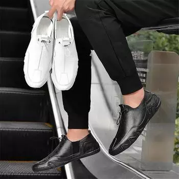Lightweight Walking Shoes Slip-On Leather Loafers for Men Comfortable Shoes Casual Shoes for Men s Driving for Everyday Comfort US 5(EUR 38) белый