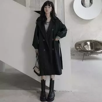 Lightweight Windbreaker Jacket for Women s Design New Autumn and Winter Small Plaid Coat S чёрный