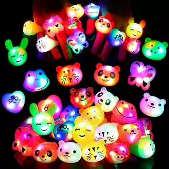 LIHAO Illuminated Animal Festival Fair Live Sparkling Suitable for Children and Adults Rings, 24-Piece Set, Design, Prizes, Toys, Children s