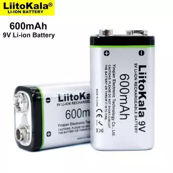 LiitoKala 600mAh 9V Li-ion 6F22 9V Rechargeable Battery For Microphone Multimeter RC Toys Temperature Gun 1PCS