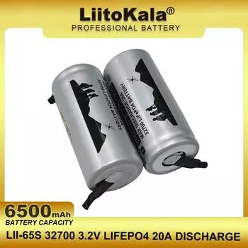 LiitoKala LII-65S 3.2V 32700 6500mAh LiFePO4 Battery 20A Continuous Discharge Maximum 55A High Power Batteries+DIY Nickel Sheets 1PCS
