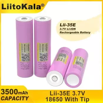 LiitoKala Новый оригинальный INR18650 35E 3.7V 3500mAh 20A разрядный INR18650 35E литий-ионный аккумулятор 3.7V перезаряжаемый аккумулятор с наконечником 1PCS