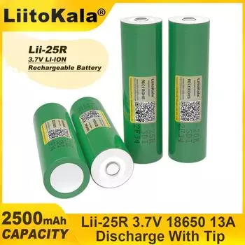 LiitoKala Rechargeable Lithium Battery, High Capacity Nickel Battery, DIY, Lii-25R, 18650, 3.7 V, 2500mAh With pointed 1PCS