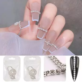 LIKENNY части для ногтей 25 см цепочка со стразами цепочка для резки тонкие серебряные аксессуары поделки нейл-арт материалы для самостоятельного изготовления модные украшения для дизайна ногтей 2 шт.