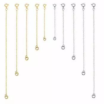 LIKENNY удлинительная цепочка для регулировки длины ожерелья из нержавеющей стали 5 см набор из 10 шт 7,6 см 10,16 см 12,7 см 15,24 см (Серебряное золото)