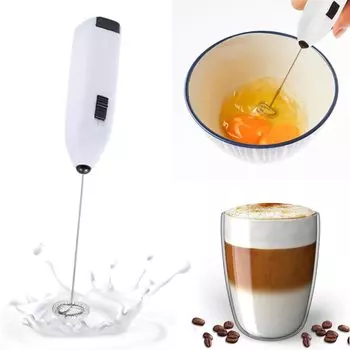 LIKENNY Удобный вспениватель молока, небольшой электрический миксер, блендер, сверхлегкий, бесшумный, для приготовления кофе/капучино/свежих сливок/сладкого (белый)