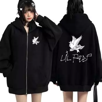 Lil Peep Cry Baby Logo Print Zipper Hoodie Men Women Casual Oversize Zip Up Fashion Hip Hop Hoodies Zip Up Street Style Jackets S