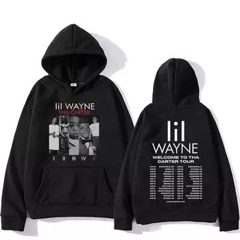 Lil Wayne Hooded Graphic Printed Gothic Comfortable Sweatshirts Vintage Fleece Clothes Sudaderas Fashion Punk Hoody XS чёрный