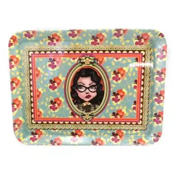 Lili Petrol [M3372] - Поднос маленький Lili Petrol бирюзово-оранжевый (Jude) - 24x18 см