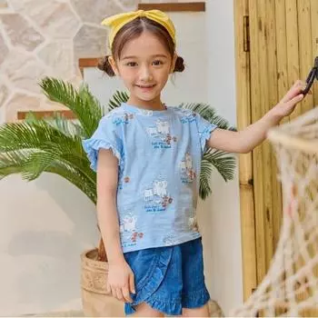 [lilipuri] Футболка с оборками Небесно-голубого цвета sky blue/120