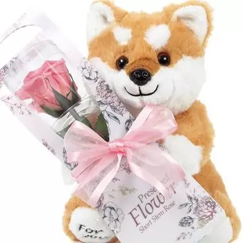 Лилит Эпис Сохраненный цветок 2024 года День уважения к пожилым Шиба-ину Мягкая игрушка Одиночная роза Подарок на праздничный день Подарок на день рождения [liLYS