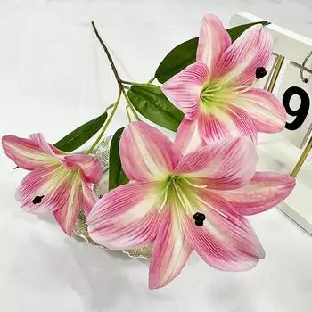 Lilium Plant Simulated Spp Wedding Hotel Restaurant Desktop Decoration Props Light Pink