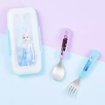 Lilpang Frozen, 2 ложки, вилка + двухцветный футляр, разные цвета, 1 комплект