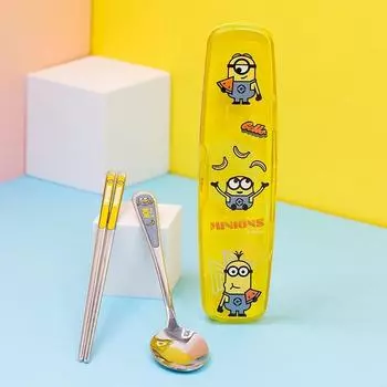 Lilpang Infant Minions, универсальный набор из прозрачного футляра для ложек из нержавеющей стали, разные цвета, 1 комплект