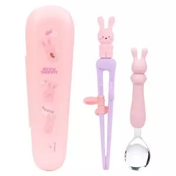 Lilpang Infant The Stick Max Chopsticks Набор ложек из 3 предметов, разные цвета, ложка + палочки для еды + футляр, 1 комплект, популярная корейская посуда