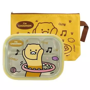 Lilpang Kakao Friends Infant Chunsik Набор для ланча из нержавеющей стали, разные цвета, тарелка с едой + сумка, 1 комплект, лучший персонаж Кореи