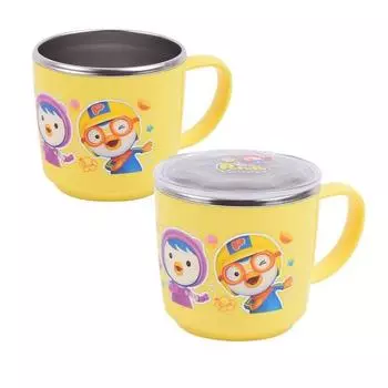 Lilpang Pororo нескользящая крышка + чашка из нержавеющей стали, набор из 2 предметов, разные цвета, 1 комплект