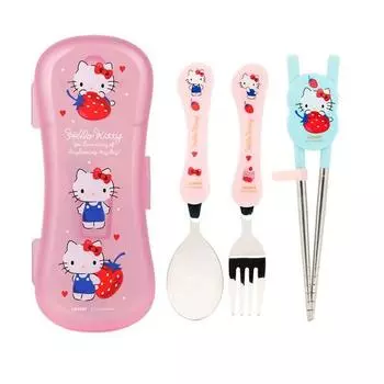 Lilpang Sanrio Hello Kitty Extreme из нержавеющей стали Lilpang палочки для еды + ложка + вилка + футляр, разноцветные, ложка + вилка + палочки для еды + футляр, 1 набор