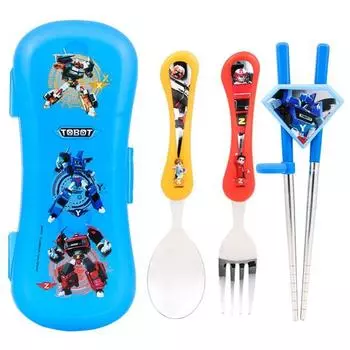 Lilpang Tobot Extreme ложка + вилка из нержавеющей стали + корректирующие палочки + футляр, 1 набор