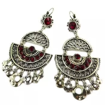 Lily s Treasures [P7423] - Дизайнерские серьги Acapulco серебристо-красный - 80x40 мм