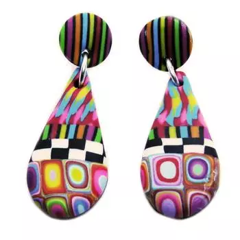 Lily s Treasures [R6418] - Разноцветные серьги ручной работы Colombine & Harlequin - 40x15 мм