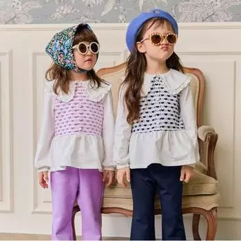 Lilypooh Heart Pattern Top And Bottom Set 2 Colors navy/110