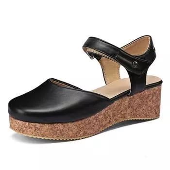 Lilyptuart Сабо на танкетке Летние уличные сандалии Обувь с закрытым носком Женский костюм на каблуке Женский бежевый Размеры Женская мода 41