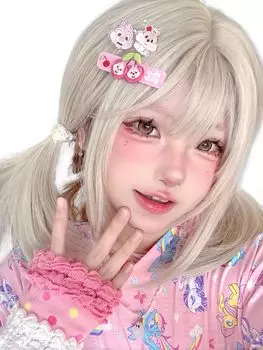 Limakara Full Cute Lolita Small With Net Wig, Полудлинный, Прямой, Градиентный, Длинный, Средний, Парик, Парик, Косплей, Гладкий, Плоский, Женщины, Лицо, Натуральный,