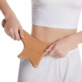 Лимфодренажный массажер из натурального дерева - гуаша инструмент для тела для терапии и борьбы с целлюлитом Fork shape