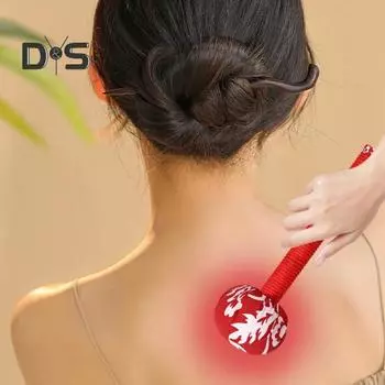 Лимфодренажный молоток для самостоятельного массажа тела с натуральной полынью, кассией и имбирем, портативная массажная палочка для облегчения мышц, целлюлита красный