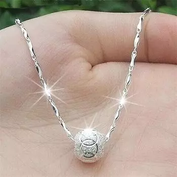 Limited Seckill Genuine Goods Silver Necklace Plated 999 Lucky Beads Pendant Silver Accessories Birthday Gift for Girlfriend and Wife Transfer beads + necklace