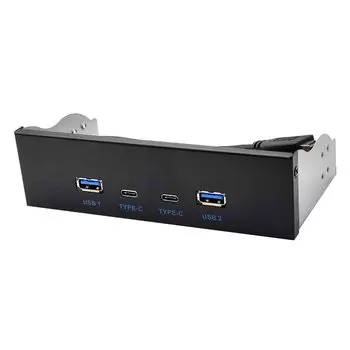 Limnyves Optical Drive Panel Black Optical Drive Panel 2X USB Inch Inch Hub 19PIN to C Port Front Back Plug USB3.2 TYPE-C GEN2+2X TYPE-C 3.5 5.25 чёрный