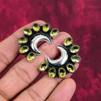 Лимонный топаз драгоценный камень 925 чистое серебро, серебряные украшения ручной работы для нее, прекрасные серьги с топазом для женщин 1.57 Inches жёлтый