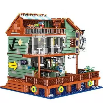 LIN07 Mini Block Beach Hot Place Restaurant 00423LI, разные цвета, популярные корейские игрушки