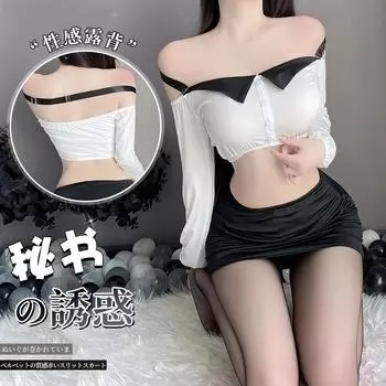 Lin Linting sexy lingerie sexy pure desire hip skirt hot secretary free uniform temptation pajama suit average size (80-60kg)