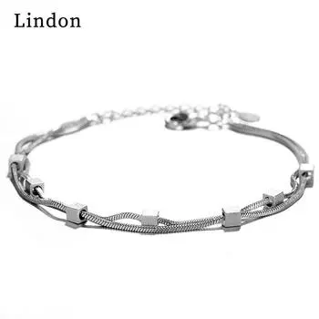 Линдон циркон браслет ювелирные изделия геометрические бусины браслеты-цепочки модный тонкий свадебный подарок для подруги женщин серебряный