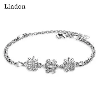 Линдон циркон браслет ювелирные изделия геометрические бусины браслеты-цепочки модный тонкий свадебный подарок для подруги женщин серебряный