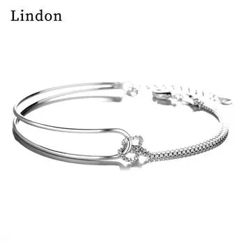 Линдон циркон браслет ювелирные изделия геометрические бусины браслеты-цепочки модный тонкий свадебный подарок для подруги женщин серебряный