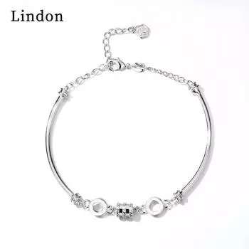 Линдон циркон браслет ювелирные изделия геометрические бусины браслеты-цепочки модный тонкий свадебный подарок для подруги женщин серебряный