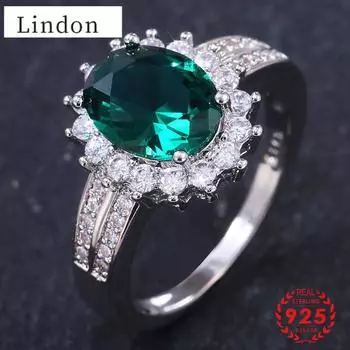 Линдон классическое кольцо из стерлингового серебра 925 пробы с овальной формой 8 * 10 мм кольца с кристаллами циркония украшения для женщин свадебное обещание подарки для вечеринок 6