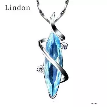 Линдон медное женское ожерелье кулон женский подарок в виде капли воды синий