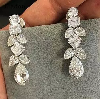 Lindon модные серьги-капли из медного сплава с цирконом для женщин, подарки на свадьбу серебряный