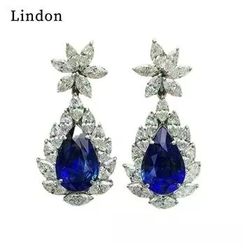 Lindon модные серьги-капли из медного сплава с цирконом для женщин, подарки на свадьбу синий