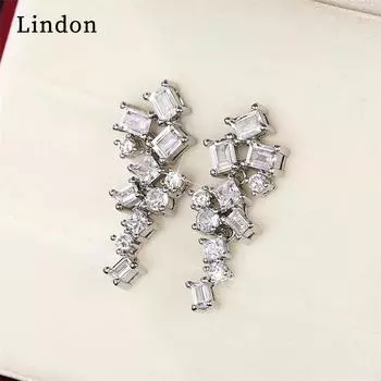 Lindon модные серьги-капли из медного сплава с цирконом для женщин, подарки на свадьбу серебряный