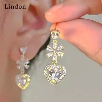 Lindon модные серьги-капли из медного сплава с цирконом для женщин, подарки на свадьбу золотой