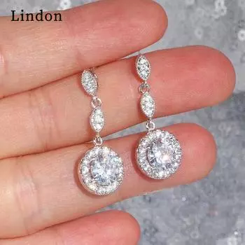 Lindon модные серьги-капли из медного сплава с цирконом для женщин, подарки на свадьбу серебряный