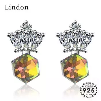 Линдон модные серебряные серьги с сапфиром и топазом в форме короны, циркон, драгоценный камень, серьги-капли для женщин, свадебный подарок, ювелирные изделия